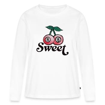 Graphique duo cerise douce sur les vêtements - T-shirt manches longues Premium bio Femme - blanc - Devant - Julia (174cm)