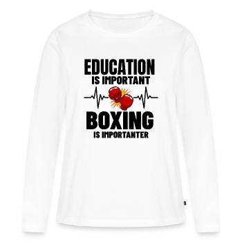 Cadeau de boxe drôle pour un boxeur et entraîneur de boxe - T-shirt manches longues Premium bio Femme - blanc - Devant - Julia (174cm)