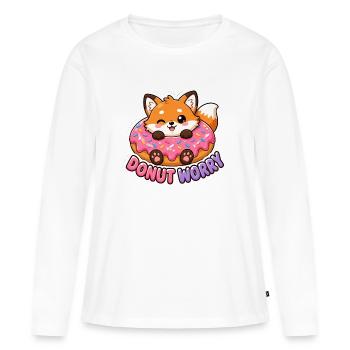 Mignon T-shirt Wigaii Fox Donut Worry - T-shirt manches longues Premium bio Femme - blanc - Devant - Julia (174cm)