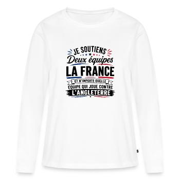 Je Soutiens Deux équipes la France - T-shirt manches longues Premium bio Femme - blanc - Devant - Julia (174cm)