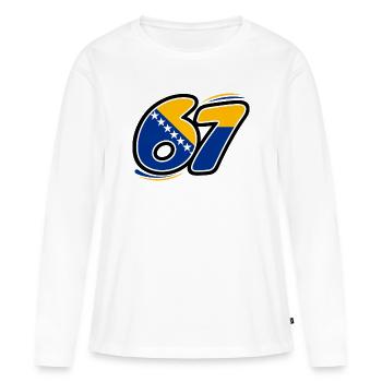 67 Édition Bosnie - T-shirt manches longues Premium bio Femme - blanc - Devant - Julia (174cm)