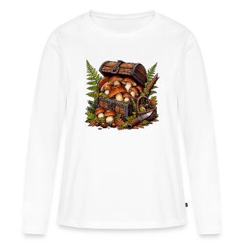 Coffre au trésor aux champignons de la forêt - T-shirt manches longues Premium bio Femme - blanc - Devant - Julia (174cm)