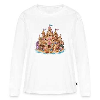 Coquillages de château de sable côtiers - T-shirt manches longues Premium bio Femme - blanc - Devant - Julia (174cm)