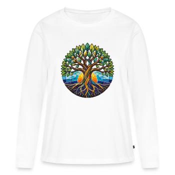 Arbre de Vie de Verre - T-shirt manches longues Premium bio Femme - blanc - Devant - Julia (174cm)
