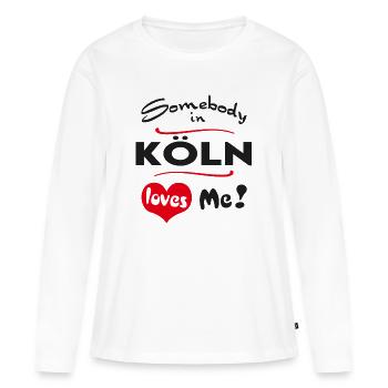Ville de Cologne T-shirt urbain Ville Heimatliebe - T-shirt manches longues Premium bio Femme - blanc - Devant - Julia (174cm)