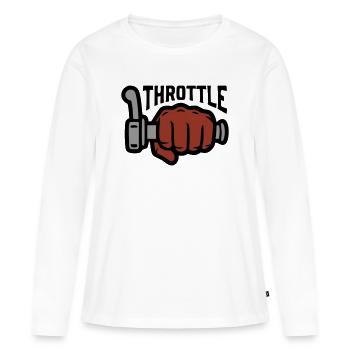 Lettrage de la poignée de la manette des gaz - T-shirt manches longues Premium bio Femme - blanc - Devant - Julia (174cm)