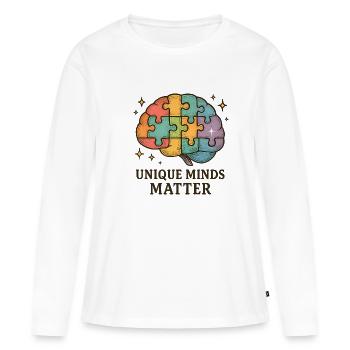 Puzzle Brain-Intelligent Coloré : Esprits Uniques - T-shirt manches longues Premium bio Femme - blanc - Devant - Julia (174cm)