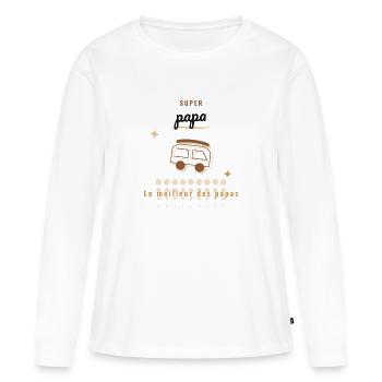 PAPA. FÊTE DES PÈRES. BONNE FÊTE PAPA. BONNE FÊTE - T-shirt manches longues Premium bio Femme - blanc - Devant - Julia (174cm)