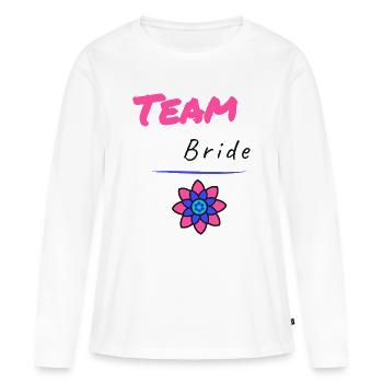 EVJF. MARIEE. TEAM. TEAM MARIEE. FUTURE MARIEE - T-shirt manches longues Premium bio Femme - blanc - Devant - Julia (174cm)