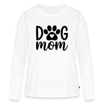 Maman chien - T-shirt manches longues Premium bio Femme - blanc - Devant - Julia (174cm)