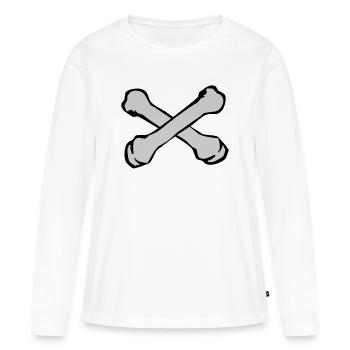 Silhouette des os croisés - T-shirt manches longues Premium bio Femme - blanc - Devant - Julia (174cm)