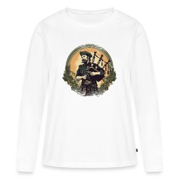 Son de cornemuse écossaise - T-shirt manches longues Premium bio Femme - blanc - Devant - Julia (174cm)