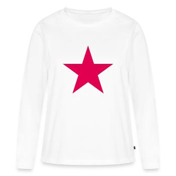 Étoile Rose Néon - T-shirt manches longues Premium bio Femme - blanc - Devant - Julia (174cm)