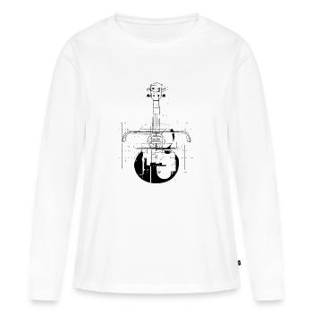 Dessin de ukulélé - T-shirt manches longues Premium bio Femme - blanc - Devant - Julia (174cm)