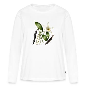 Orchidée vanille botanique - T-shirt manches longues Premium bio Femme - blanc - Devant - Julia (174cm)