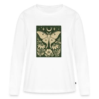Papillon Mystique, Fleurs de Lune, Nature Vintage - T-shirt manches longues Premium bio Femme - blanc - Devant - Julia (174cm)