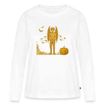 Édition d’automne : Démon vampire avec chauves-souris - T-shirt manches longues Premium bio Femme - blanc - Devant - Julia (174cm)