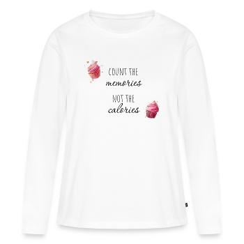 Compte les souvenirs, pas les calories. - T-shirt manches longues Premium bio Femme - blanc - Devant - Julia (174cm)