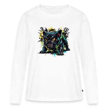 Motif agressif de graffiti du bouledogue français - T-shirt manches longues Premium bio Femme - blanc - Devant - Julia (174cm)