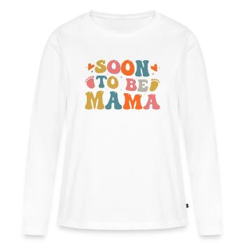 Bientôt Maman - T-shirt manches longues Premium bio Femme - blanc - Devant - Julia (174cm)