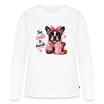 Trop mignon pour manipuler bouledogue français fraise - T-shirt manches longues Premium bio Femme - blanc - Devant - Julia (174cm)