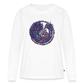 Phénix Cosmique dans le Cercle des Étoiles - T-shirt manches longues Premium bio Femme - blanc - Devant - Julia (174cm)