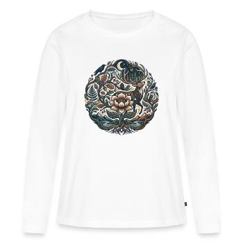 Sentier des Fleurs de la Forêt Lunaire - T-shirt manches longues Premium bio Femme - blanc - Devant - Julia (174cm)