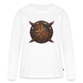 Boussole steampunk avec ailes - T-shirt manches longues Premium bio Femme - blanc - Devant - Julia (174cm)