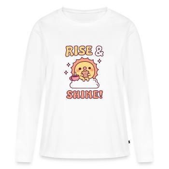 Un joli soleil avec toast et café, se lève et brille - T-shirt manches longues Premium bio Femme - blanc - Devant - Julia (174cm)