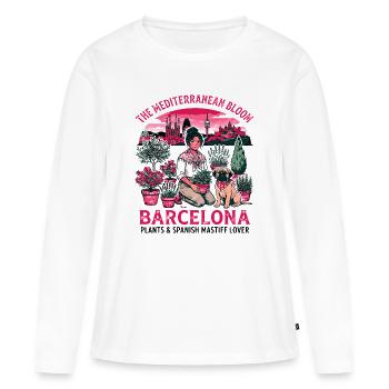 Les plantes de Barcelone et l’amant du mastiff espagnol - T-shirt manches longues Premium bio Femme - blanc - Devant - Julia (174cm)