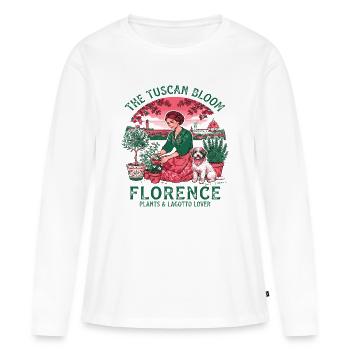 La Floraison toscane Florence Botanique Rome - T-shirt manches longues Premium bio Femme - blanc - Devant - Julia (174cm)