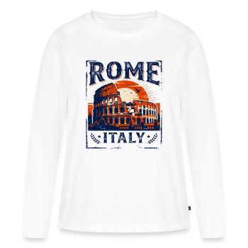 Vintage Rome Colosseum Italie Sunset Skyline - T-shirt manches longues Premium bio Femme - blanc - Devant - Julia (174cm)