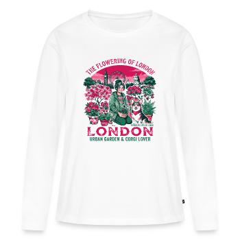 Pembroke : L’éclosion du jardin urbain de Londres - T-shirt manches longues Premium bio Femme - blanc - Devant - Julia (174cm)
