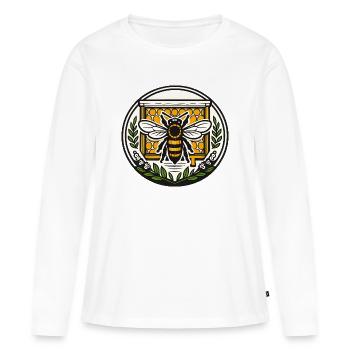 Réseau d’abeilles Emblems - T-shirt manches longues Premium bio Femme - blanc - Devant - Julia (174cm)
