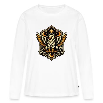 Blason de la chouette de l’Étoile de Nuit - T-shirt manches longues Premium bio Femme - blanc - Devant - Julia (174cm)