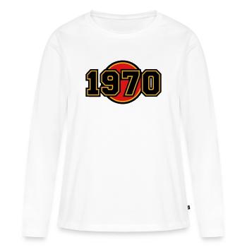 Logo rétro de l’année de naissance de 1970 - T-shirt manches longues Premium bio Femme - blanc - Devant - Julia (174cm)