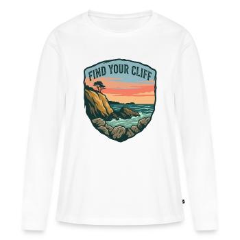 Patch motivant vintage de falaise et océan - T-shirt manches longues Premium bio Femme - blanc - Devant - Julia (174cm)