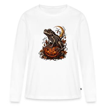 Crapaud sur citrouille - T-shirt manches longues Premium bio Femme - blanc - Devant - Julia (174cm)