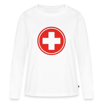 Red First Aid Cross Medical Emergency Healthcare - T-shirt manches longues Premium bio Femme - blanc - Devant - Julia (174cm)