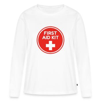 Panneau de sécurité médicale d’urgence de la trousse de premiers secours - T-shirt manches longues Premium bio Femme - blanc - Devant - Julia (174cm)