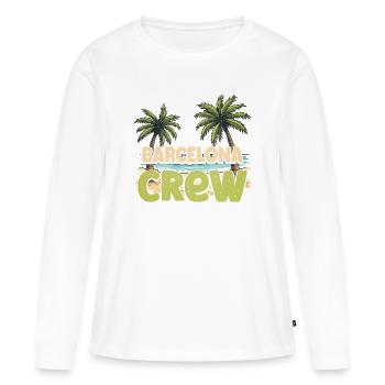 Barcelone Crew - T-shirt manches longues Premium bio Femme - blanc - Devant - Julia (174cm)
