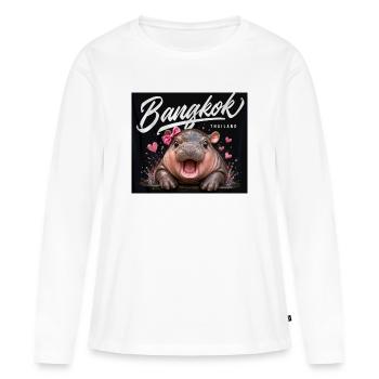 Bangkok Hippo avec arc - T-shirt manches longues Premium bio Femme - blanc - Devant - Julia (174cm)