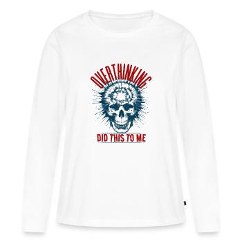 Trop réfléchir - T-shirt manches longues Premium bio Femme - blanc - Devant - Julia (174cm)