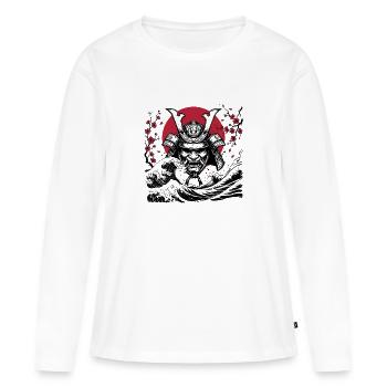 Démon Oni - T-shirt manches longues Premium bio Femme - blanc - Devant - Julia (174cm)