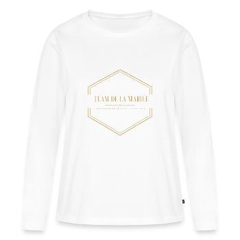EVJF Cadre Doré Élégant - T-shirt manches longues Premium bio Femme - blanc - Devant - Julia (174cm)