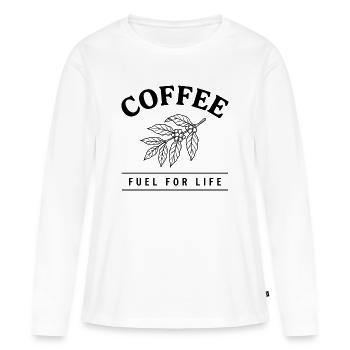 Carburant de café pour la vie – Kaffee Design - T-shirt manches longues Premium bio Femme - blanc - Devant - Julia (174cm)