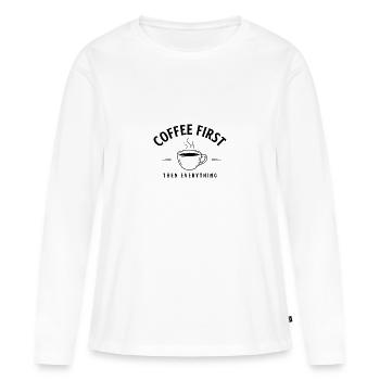 Café d’abord, puis tout – Kaffee - T-shirt manches longues Premium bio Femme - blanc - Devant - Julia (174cm)