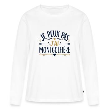 Je peux pas j'ai montgolfière - T-shirt manches longues Premium bio Femme - blanc - Devant - Julia (174cm)