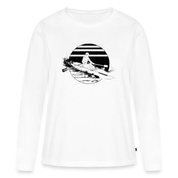Dessin du rameur - T-shirt manches longues Premium bio Femme - blanc - Devant - Julia (174cm)