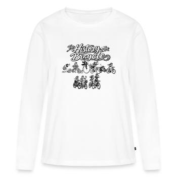 L’histoire du vélo – Cyclistes vintage - T-shirt manches longues Premium bio Femme - blanc - Devant - Julia (174cm)